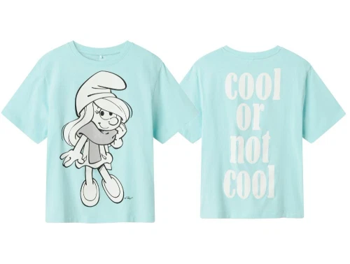 Name It t-shirt blå tint med Smølfine print